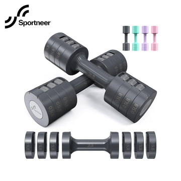 Sportneer Adjustable Dumbbell Set 5lb Hand Dumbbells Sets of 2 Fast Adjust Dumbbell Weight 6 In 1 for Home Gym Exercise Training