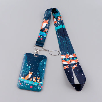 Cartoon Cute Little Fox Credential Holder Cute Lanyards for Keys Neck Strap ID Card Gym Phone Charm Straps Keyring Accessories