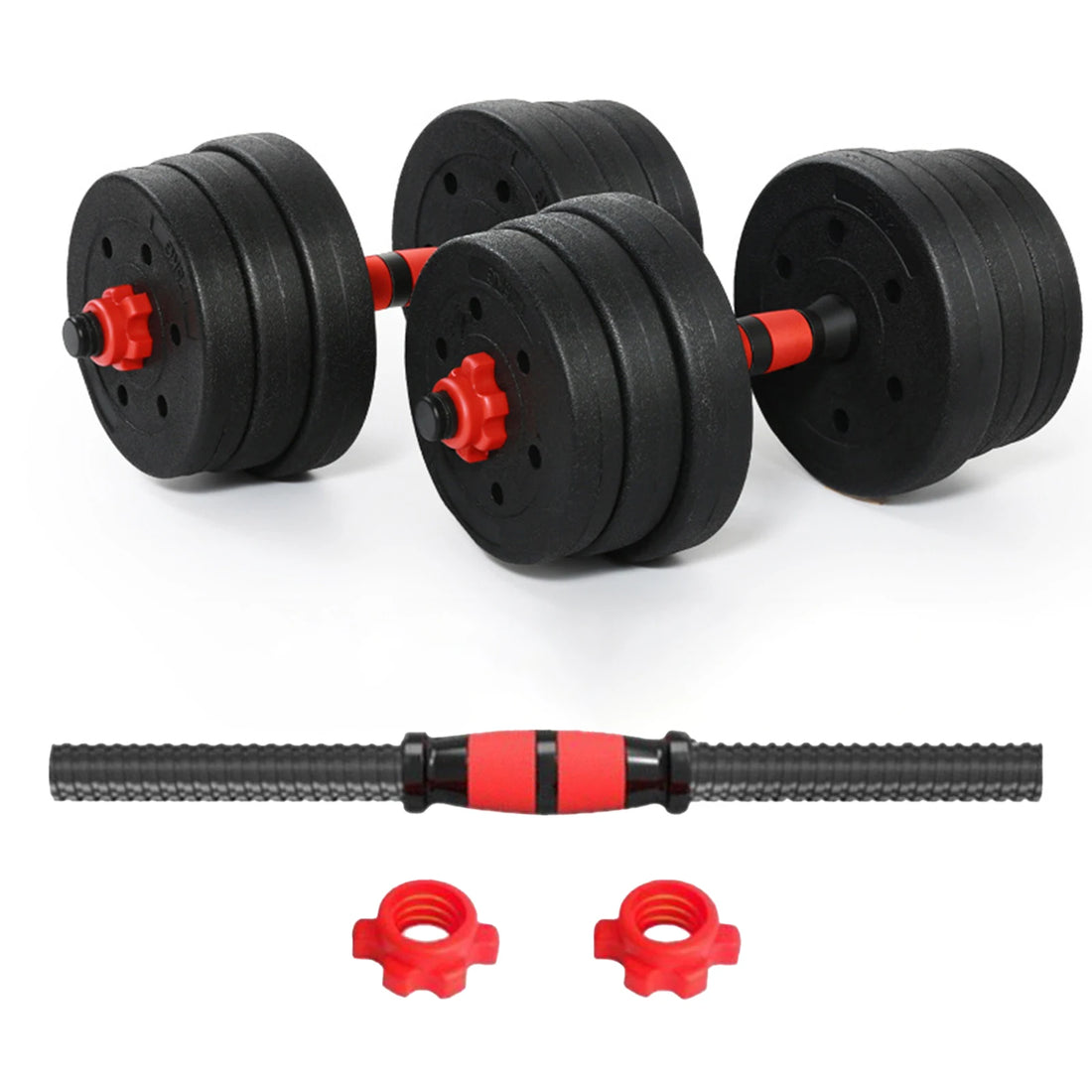 Dumbbell Barbell Bar with Buckle Non-Slip Grip Practical Durable Dumbbell Set Portable AntiSlip Grip Threaded Handles for Gym