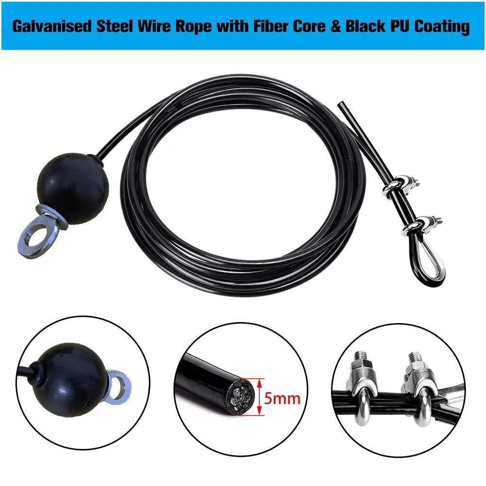 2.5M 3M 4M Fitness Pulley Replacement Cable Thick 5mm Heavy Duty Steel Wire Rope Home Gym Cable Pulley Machine Accessories