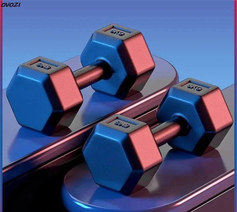 OVOZI Dumbbells Fitness Home Equipment Female Training Arm Muscle A Pair Of Hexagonal Rubber Package Yaling Set Combination