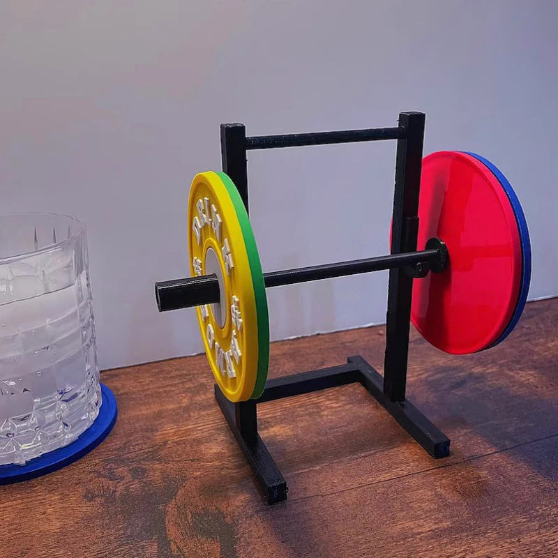 4pcs Silicone Drink Coaster Gym Weight Plate Coaster Table Coasters For Kitchen Table  Free Food Grade Round Mug Coasters