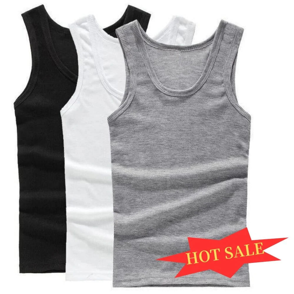 Summer Men Women Tank Top Pure Cotton Bodybuilding Sweatshirt Sleeveless Men's T-shirt Basic Elastic Fitness Clothes Muscle Vest
