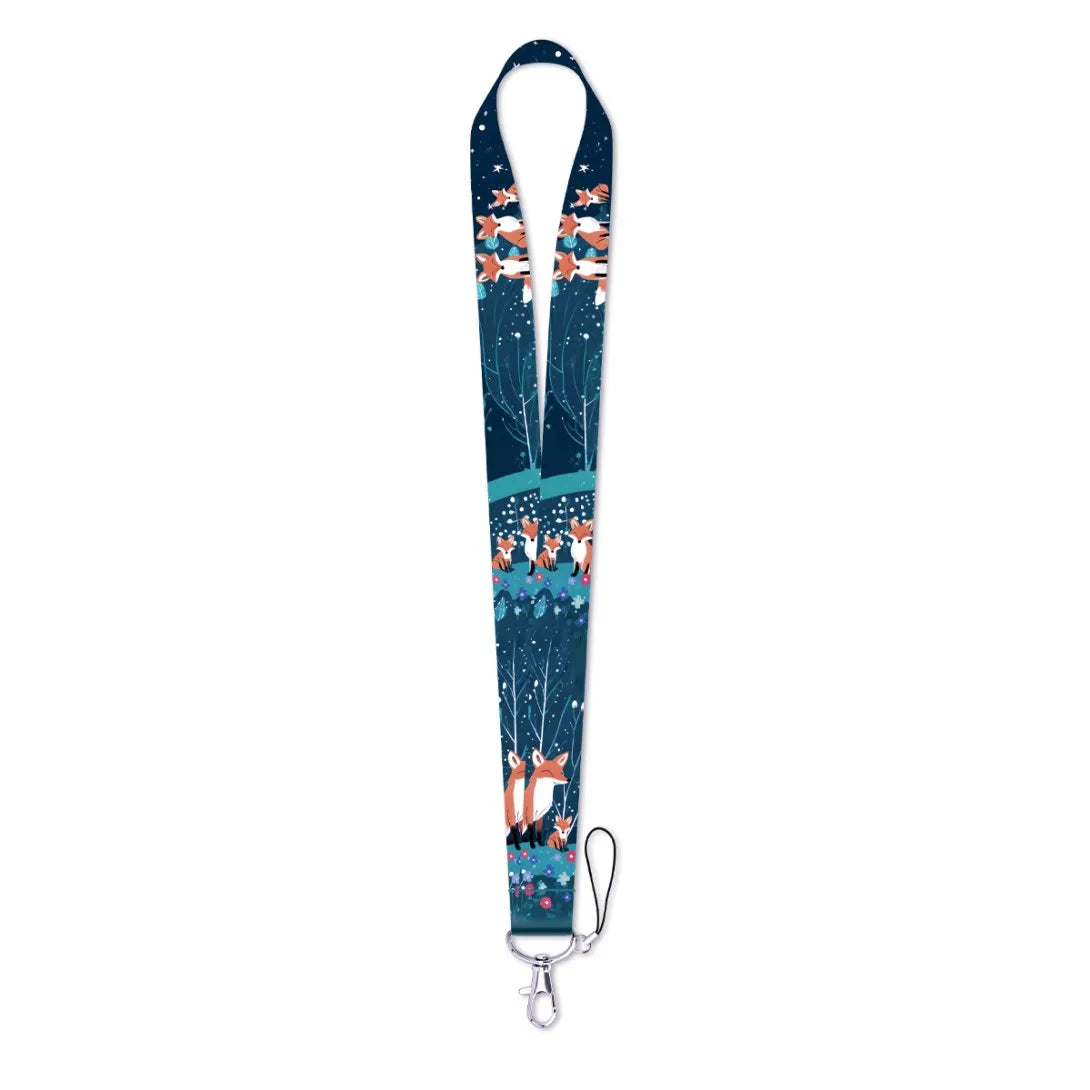 Cartoon Cute Little Fox Credential Holder Cute Lanyards for Keys Neck Strap ID Card Gym Phone Charm Straps Keyring Accessories